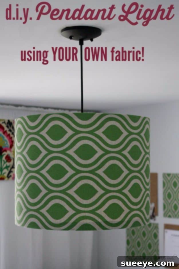 Custom Fabric Pendant Shade DIY Fabric Pendant Light - soft textured home lighting