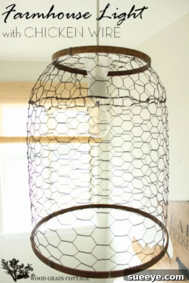 Chicken Wire Farmhouse Light Farmhouse Light With Chicken Wire - rustic industrial lighting