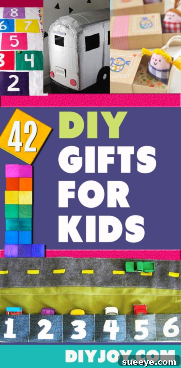 41 Creative DIY Gifts Kids Will Love This Christmas 2 Collection of creative DIY gifts for kids, including toys, room decor, and fun crafts