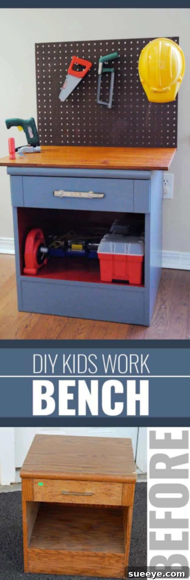 41 Creative DIY Gifts Kids Will Love This Christmas 3 Adorable homemade kiddie workbench for children to play alongside adults