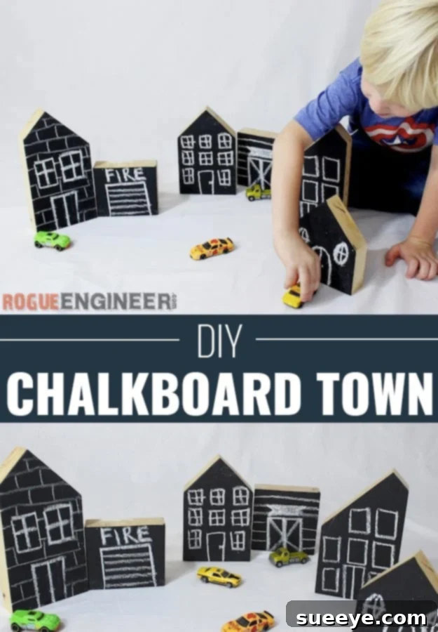 41 Creative DIY Gifts Kids Will Love This Christmas 6 Chalkboard town play mat made from recycled wood scraps for imaginative play