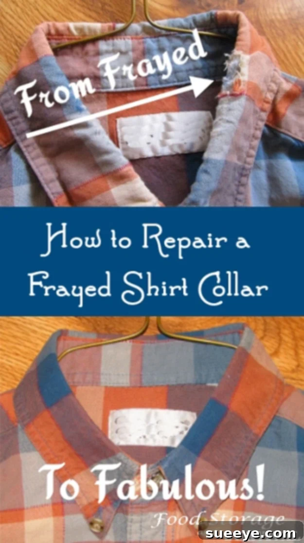 Repair a Frayed Shirt Collar Step-by-step instructions to repair a frayed shirt collar