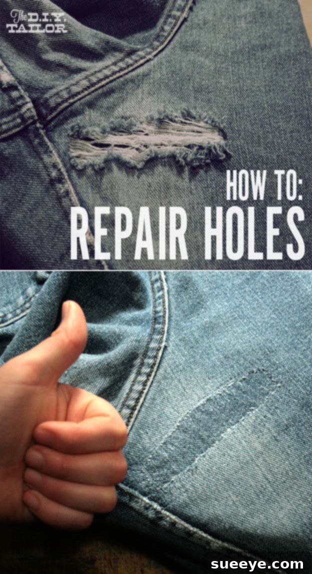 Easy method to fix holes in jeans and other garments