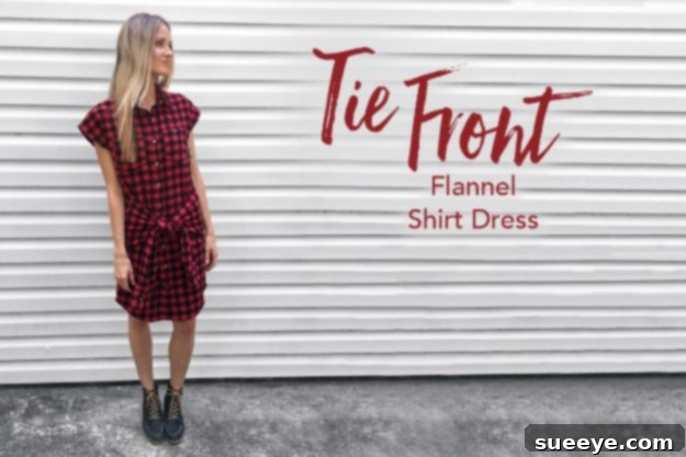 Tie Front Flannel Dress: Casual Chic DIY for Autumn DIY Tie Front Flannel Shirt Dress - Comfortable Fall Fashion