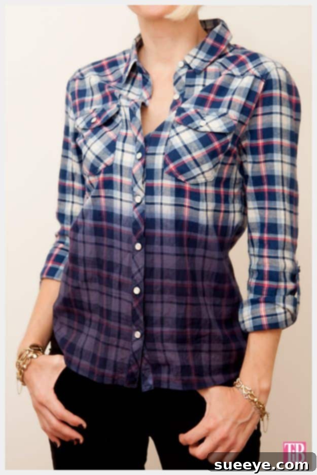 Dip Dye Plaid Shirt: Creative Upcycle for Autumn DIY Dip Dye Plaid Shirt - Unique Fall Fashion Refashion
