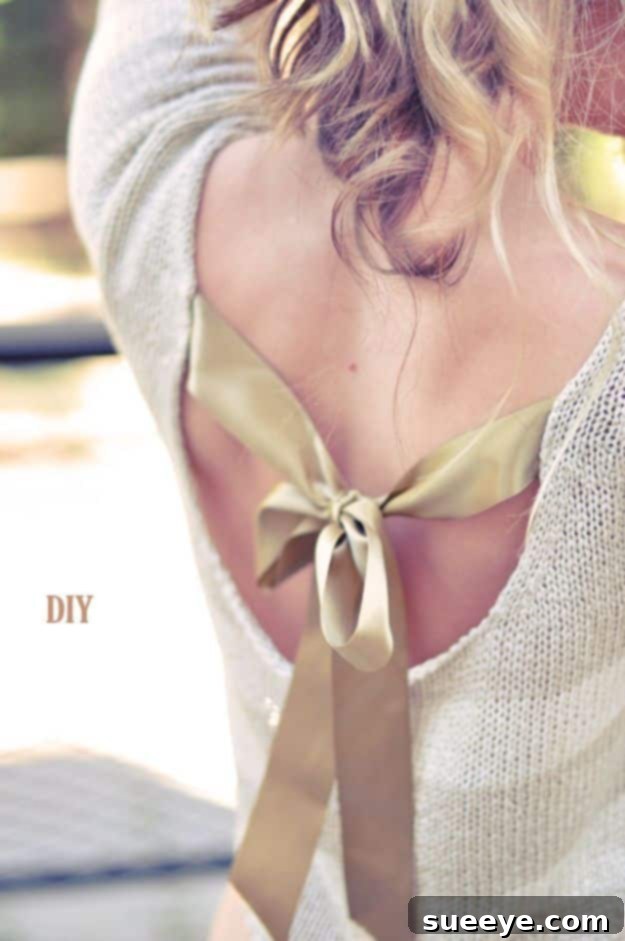 DIY Open Back Bow Sweater: Feminine Fall Fashion Elegant DIY Bow Sweater with Open Back - Chic Fall Knitwear