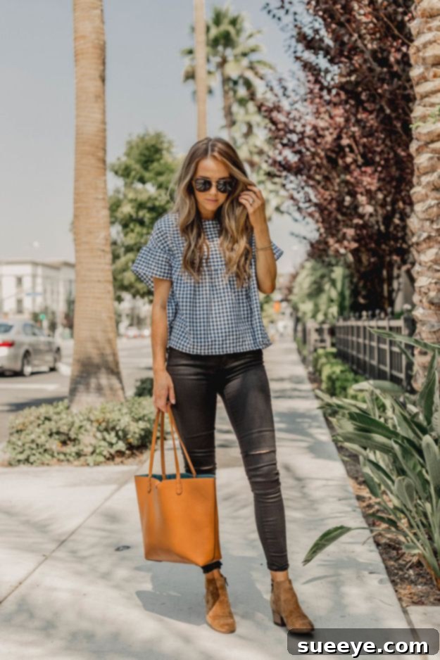 DIY Gingham Ruffle Top: Sweet Autumn Style Project Charming DIY Gingham Ruffle Sleeve Top - Feminine Fall Fashion