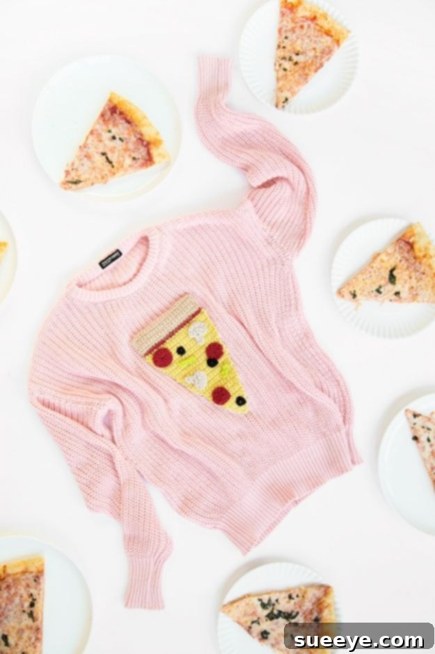 DIY Crochet Pizza Sweater: Playful & Creative Autumn Style Whimsical DIY Crochet Pizza Sweater - Fun & Unique Fall Knitwear