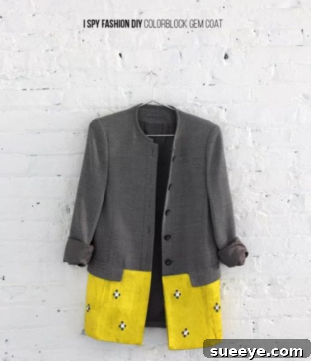 Colorblock Gem Coat DIY: Fashionista Style on a Budget DIY Colorblock Gem Coat - Stylish Fall Outerwear Upcycle