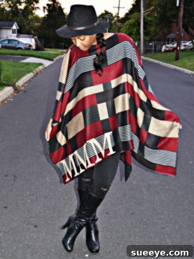 Monogrammed Poncho DIY: Catwalk Style on a Budget DIY Burberry Inspired Monogrammed Poncho for Fall Fashion