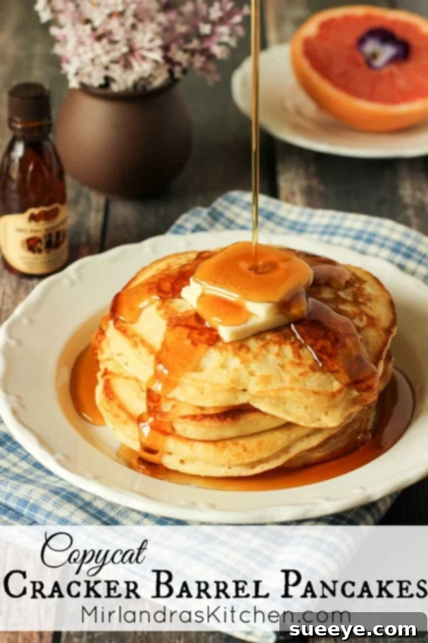 Copycat Cracker Barrel Pancakes with syrup