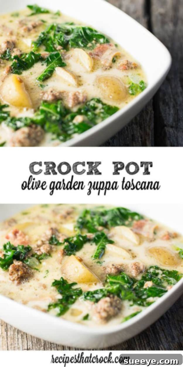 Slow cooker Olive Garden Zuppa Toscana copycat soup
