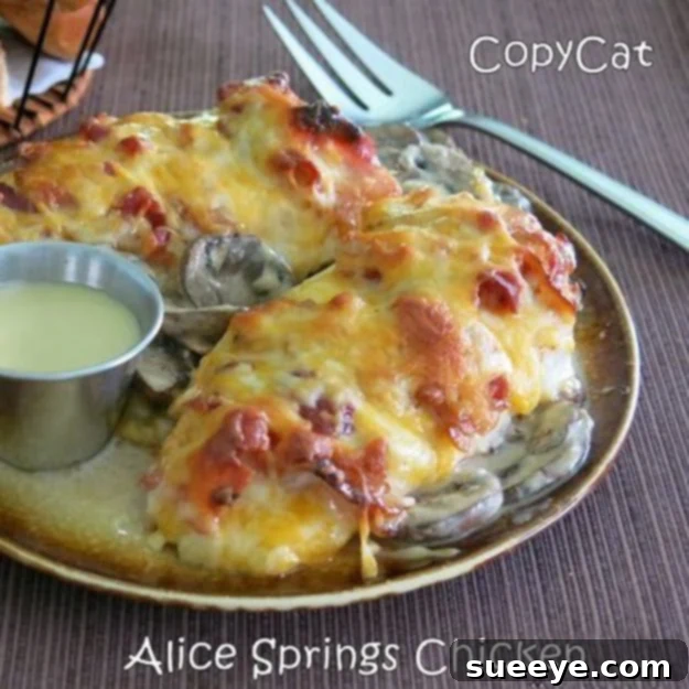 Copycat Alice Springs Chicken, savory and cheesy
