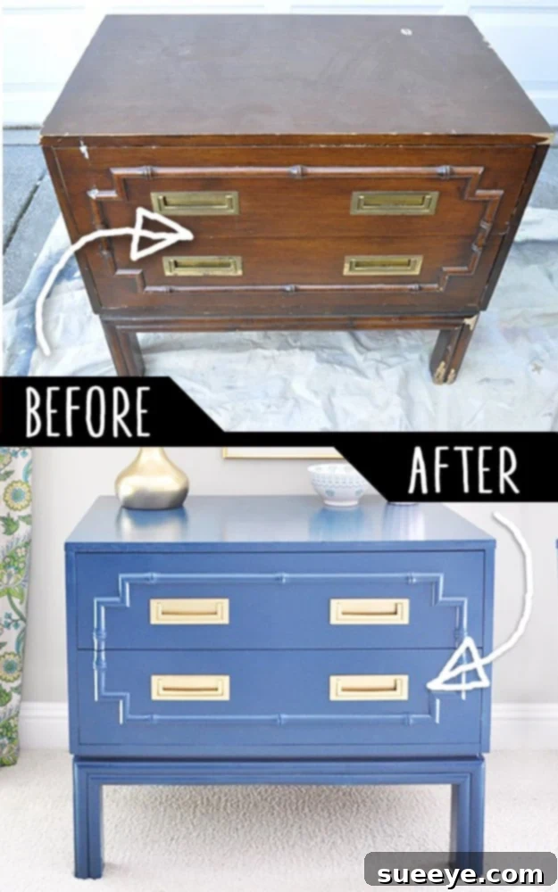 Faux Bamboo Chest DIY Chest of drawers given a faux bamboo makeover, adding a touch of exotic and sophisticated style to the furniture piece.