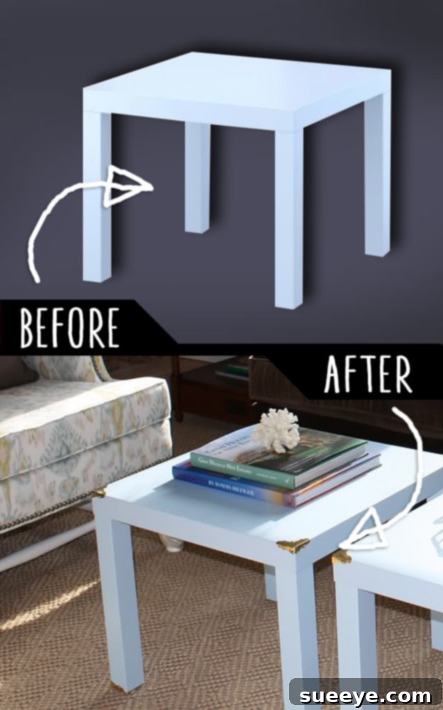 Campaign Style Side Tables DIY Side tables updated with a DIY campaign style makeover, adding brass hardware and a classic, tailored aesthetic.