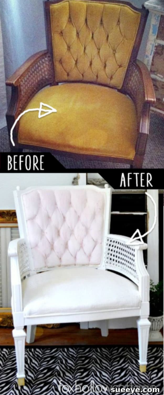 Velvet Upholstery Painted Chair DIY Elegant velvet chair makeover featuring painted upholstery, showcasing a luxurious DIY furniture transformation.