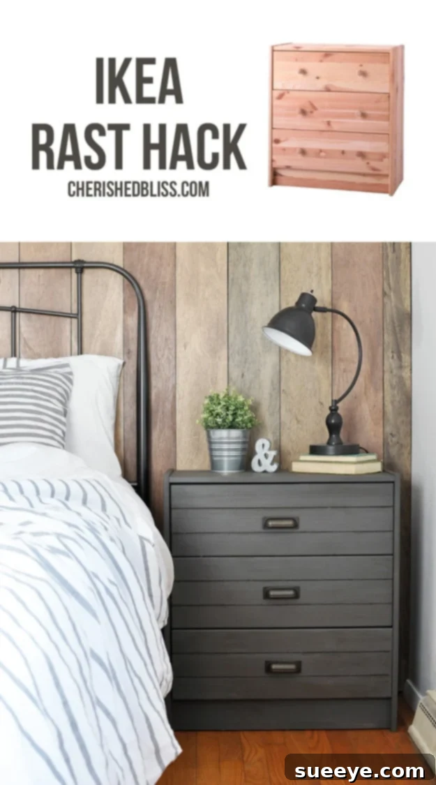 DIY Faux Plank Look Furniture Hack Furniture piece with a DIY faux plank wood look, creating a rustic and industrial aesthetic without real planks.