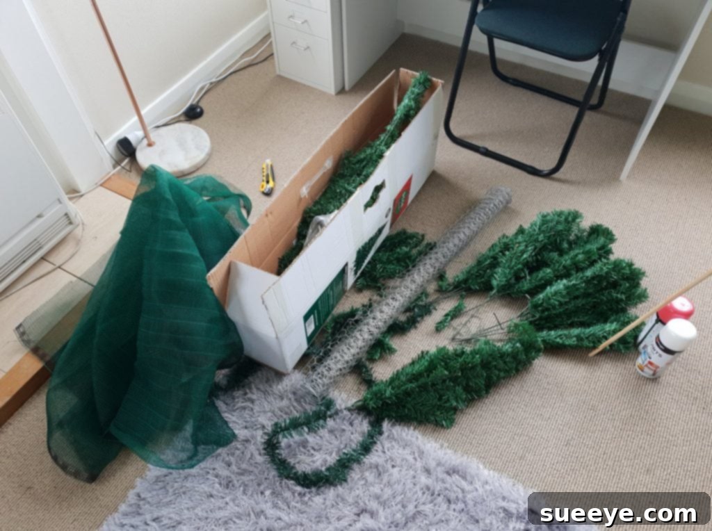 Supplies for Making a DIY Godzilla Tree