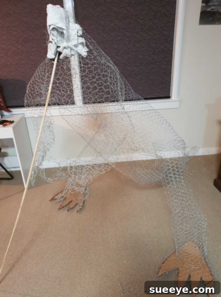 Chicken Wire Frame for DIY Dinosaur Christmas Tree