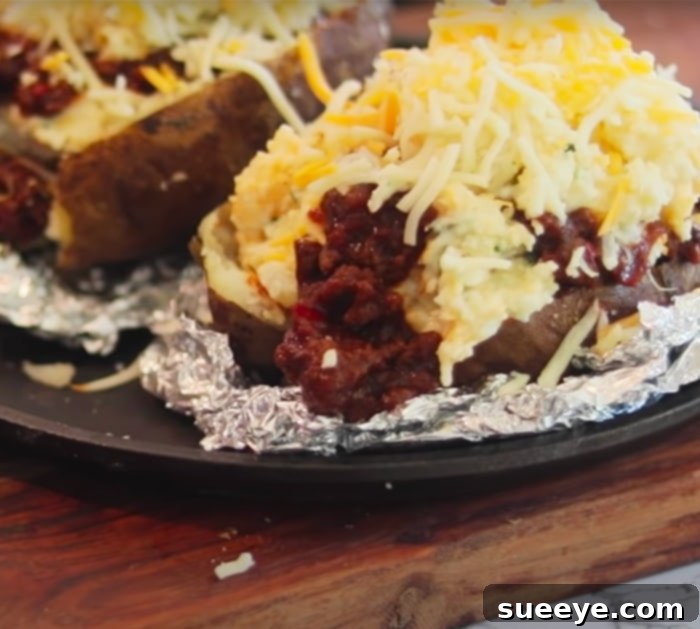 Close-up of Finished Twice-Baked Sloppy Joe Potatoes - Ready to Serve