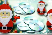 Sparkling Santa Wall Art from Recycled CDs