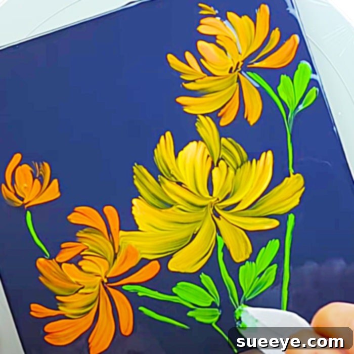 Crafting Radiant Chrysanthemums with Tissue Paper 3 How To Paint With Tissue Paper - Easy Flower Painting Method - Fun Hobby Painting Ideas