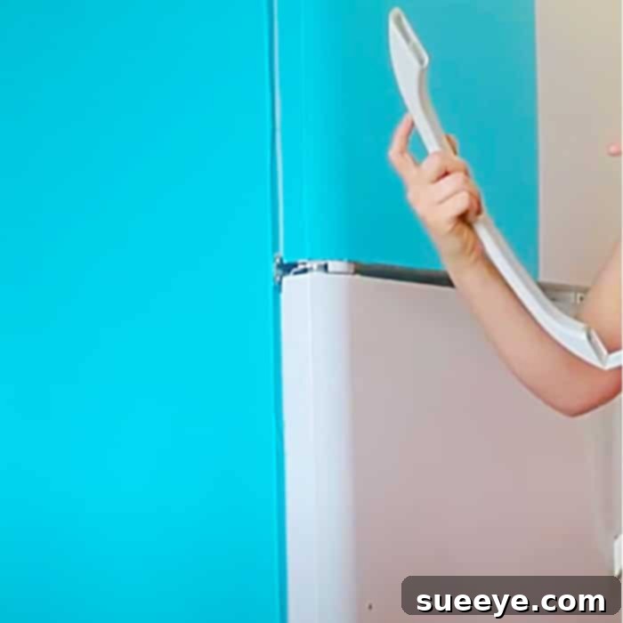 Under $20 Fridge Facelift with Contact Paper 3 Contact Paper Fridge Makeover - Easy Way To Update A Fridge - Kitchen Update Ideas