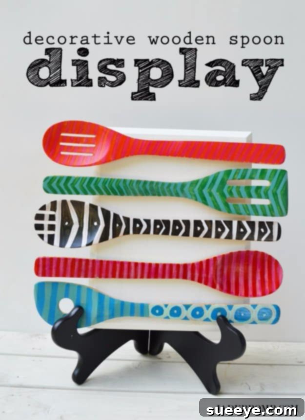 DIY Decorative Wooden Spoon Display for Kitchen Wall Decor Artful display of decorative wooden spoons arranged creatively on a kitchen wall