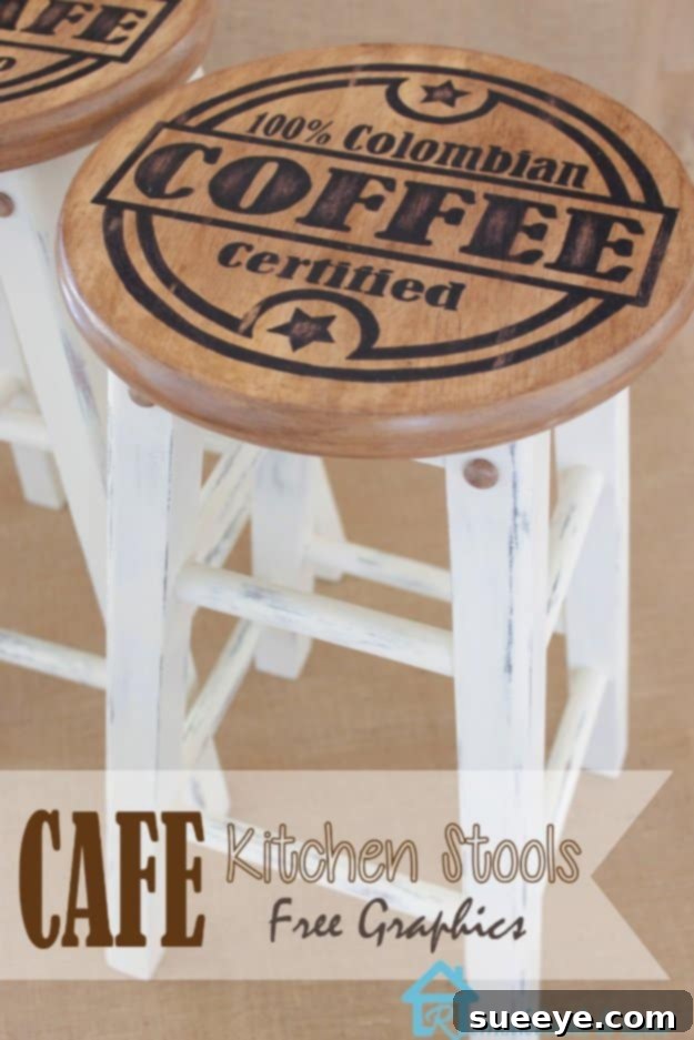 DIY Painted Kitchen Stool for Colorful Accent Decor Vibrantly painted kitchen stool used as a decorative accent or extra seating