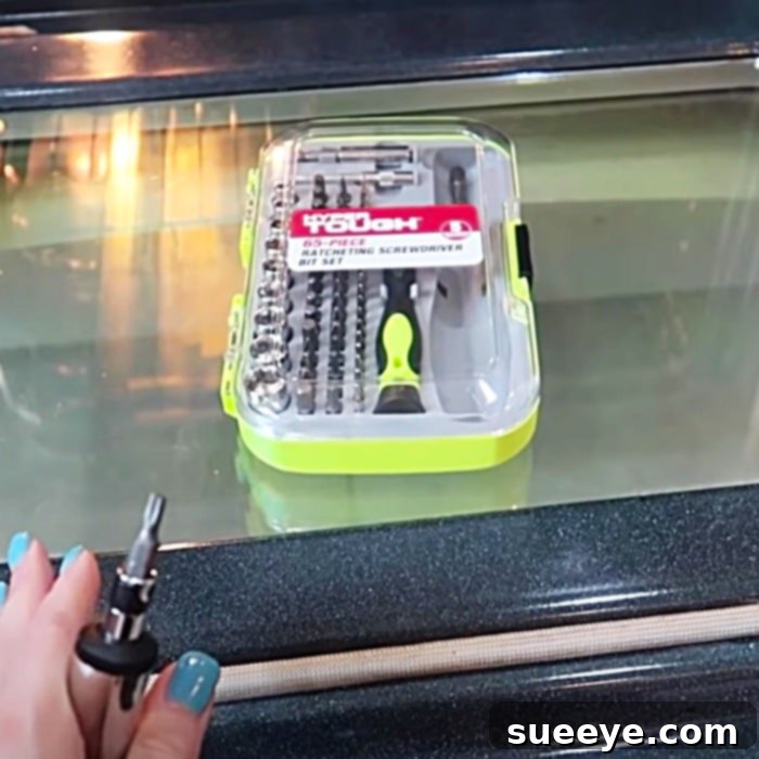 Oven door disassembled for cleaning
