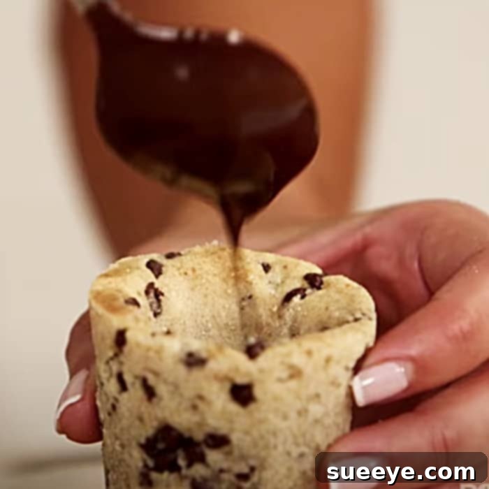 Finished chocolate chip cookie shot with milk