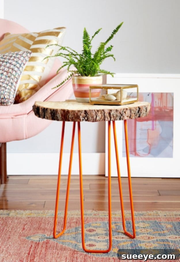 DIY Tree Slab Side Table DIY Tree Slab Side Table