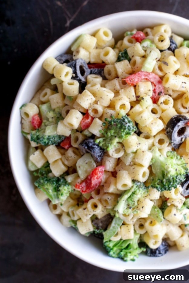 Creamy Summer Pasta Salad - Crowd-Pleasing BBQ Side Best Fourth of July recipe for Summer pasta salad for a patriotic party idea