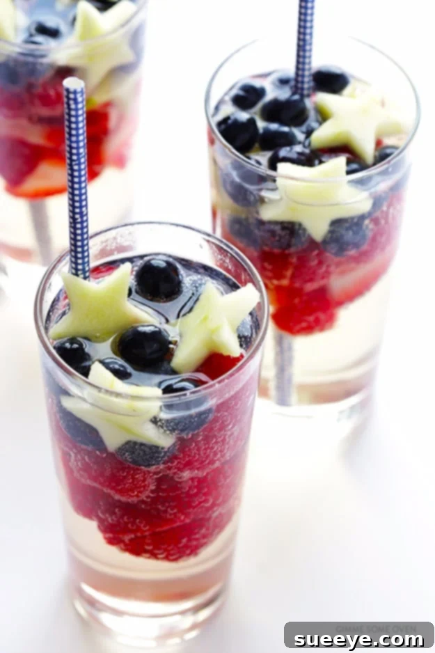 Sparkling Red, White, and Blue Sangria Sparkling Red White And Blue Sangria - Festive 4th of July Drink