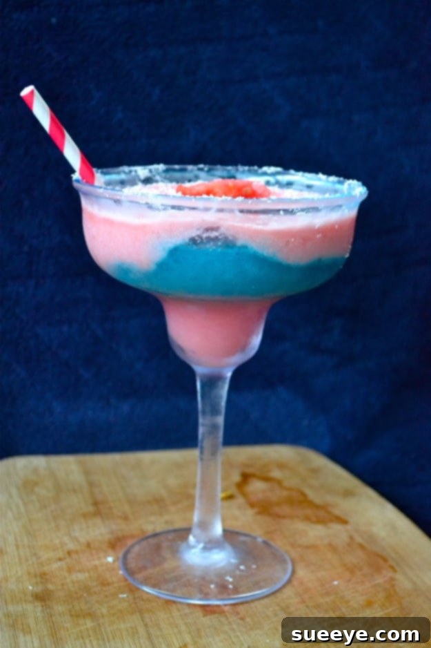 Watermelon Blueberry Coconut Margarita - Patriotic Cocktail Watermelon Blueberry Coconut Margarita - Refreshing 4th of July Drink