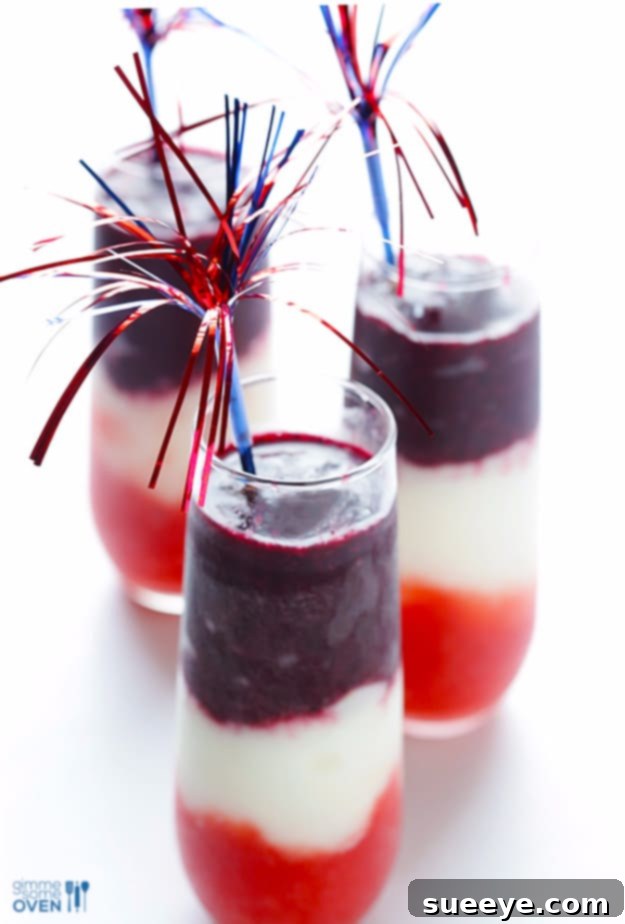 Red White and Blueberry Margaritas - Layered Cocktail Red White And Blueberry Margaritas Recipe - Festive 4th of July Drink