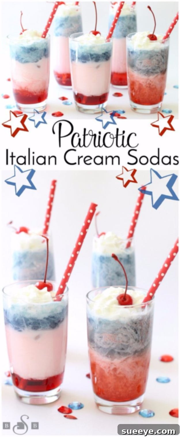 Red White and Blue Italian Cream Sodas - Festive & Sweet Patriotic Red White Blue Italian Cream Sodas - Kid-Friendly 4th of July Drink