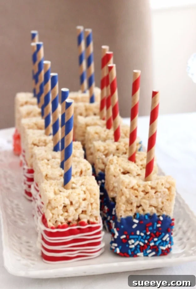 Patriotic Blue and Red Rice Krispie Treats blue and red dessert - rice krispy treats for july fourth
