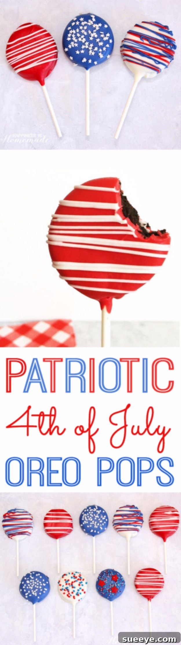Patriotic Oreo Pops - Fun 4th of July Dessert red white and blue dessert ideas - oreo pops recipe