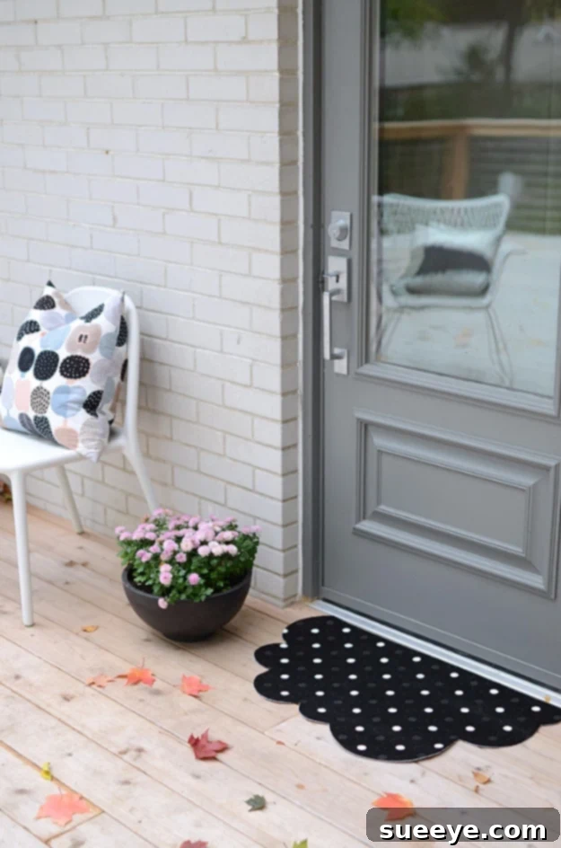 Polka Dot Cloud Mat DIY Polka Dot Cloud Welcome Mat for a whimsical entryway