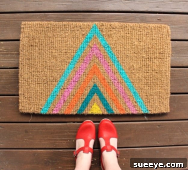 Geometric Mat Colorful Geometric Welcome Mat, a modern and artistic entryway design