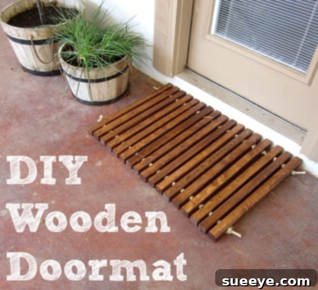 Wooden Doormat DIY Wooden Doormat with slats, offering classic durability and style