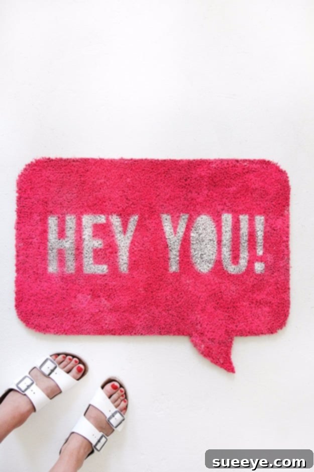 Quote Bubble Mat Quote Bubble Welcome Mat with custom text, a fun and personal touch