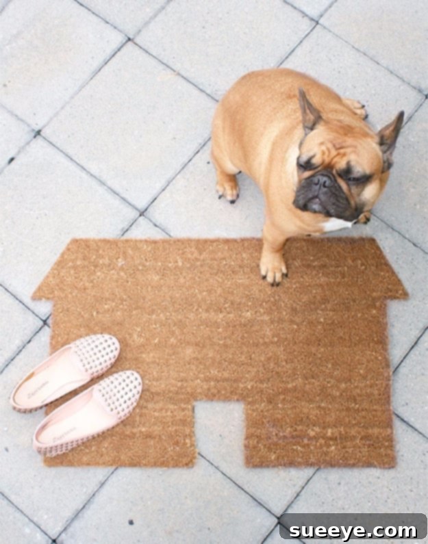 House Doormat DIY House Doormat in the shape of a home, inviting and cute