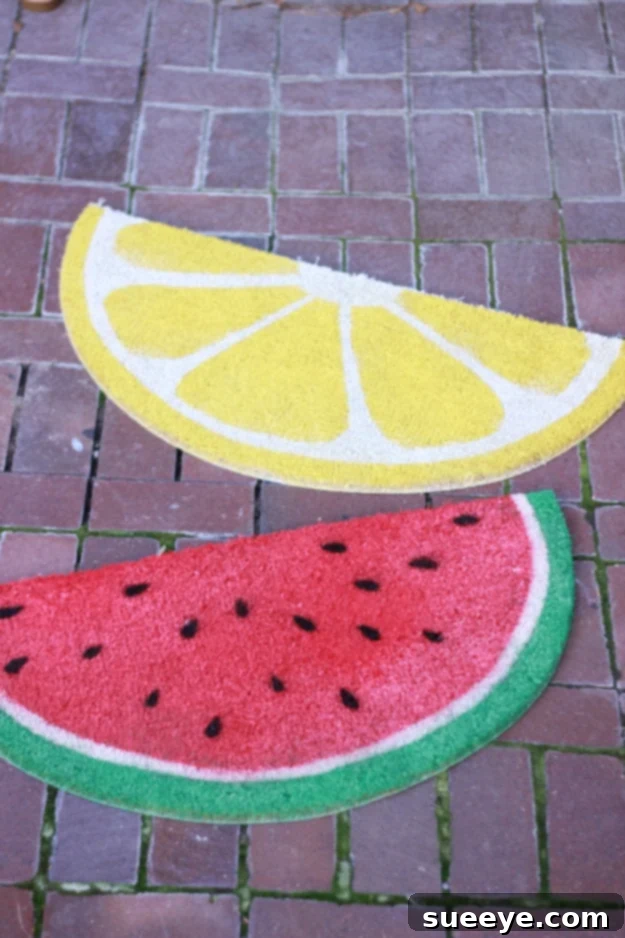 Fruit Welcome Mat Fruit Welcome Mat, a cheerful and colorful design perfect for summer