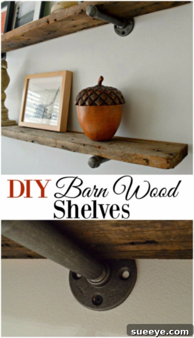 Authentic DIY barn wood shelves for rustic, farmhouse, and vintage interiors
