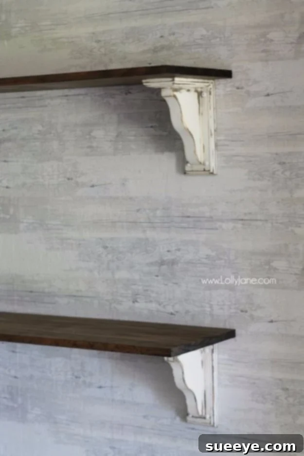 Charming DIY farmhouse shelves for rustic and cozy home interiors