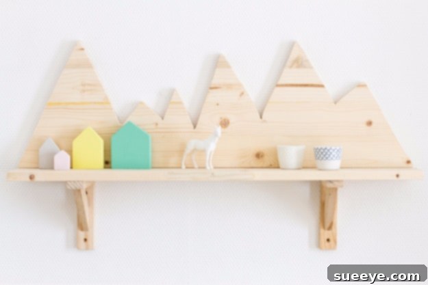 Charming small wooden shelf for minimalist or children's room decor