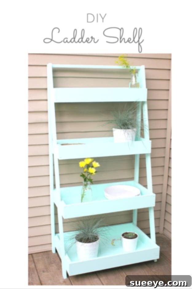 Versatile DIY ladder shelf for stylish multi-level storage and display