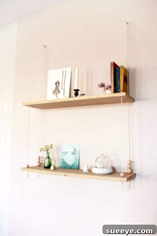Minimalist DIY Scandinavian-inspired swing shelf for light and airy decor